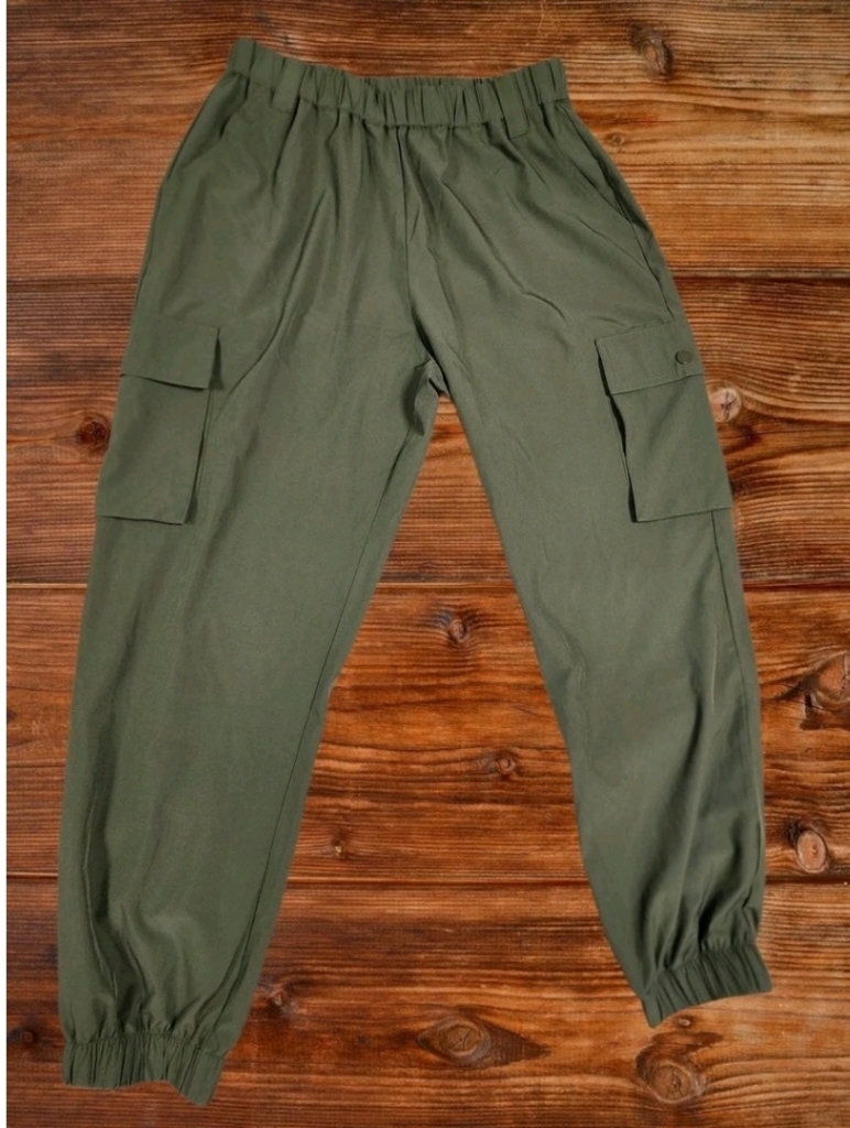 Feathers Olive Green Elastic Waist Pull-On Pants